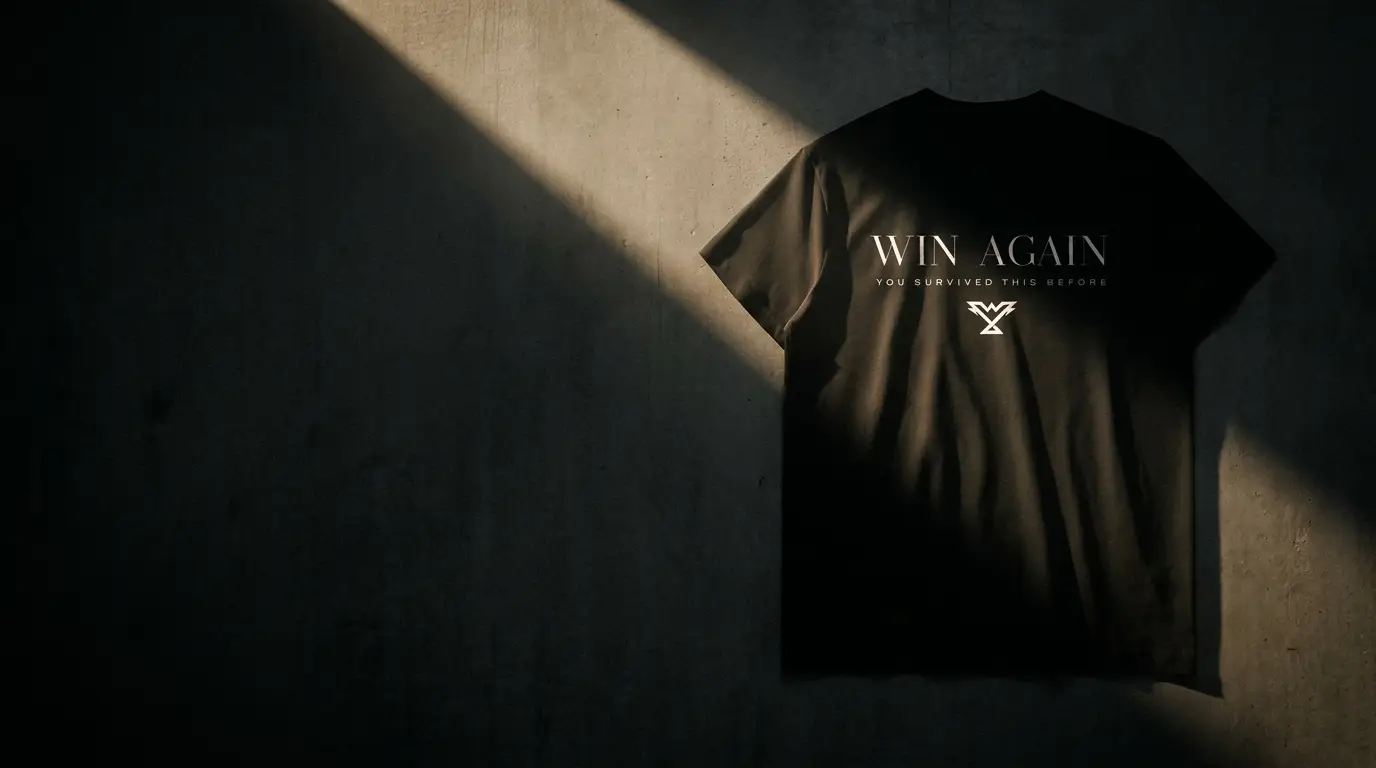 Winnergy Win Again tee displayed in dramatic light